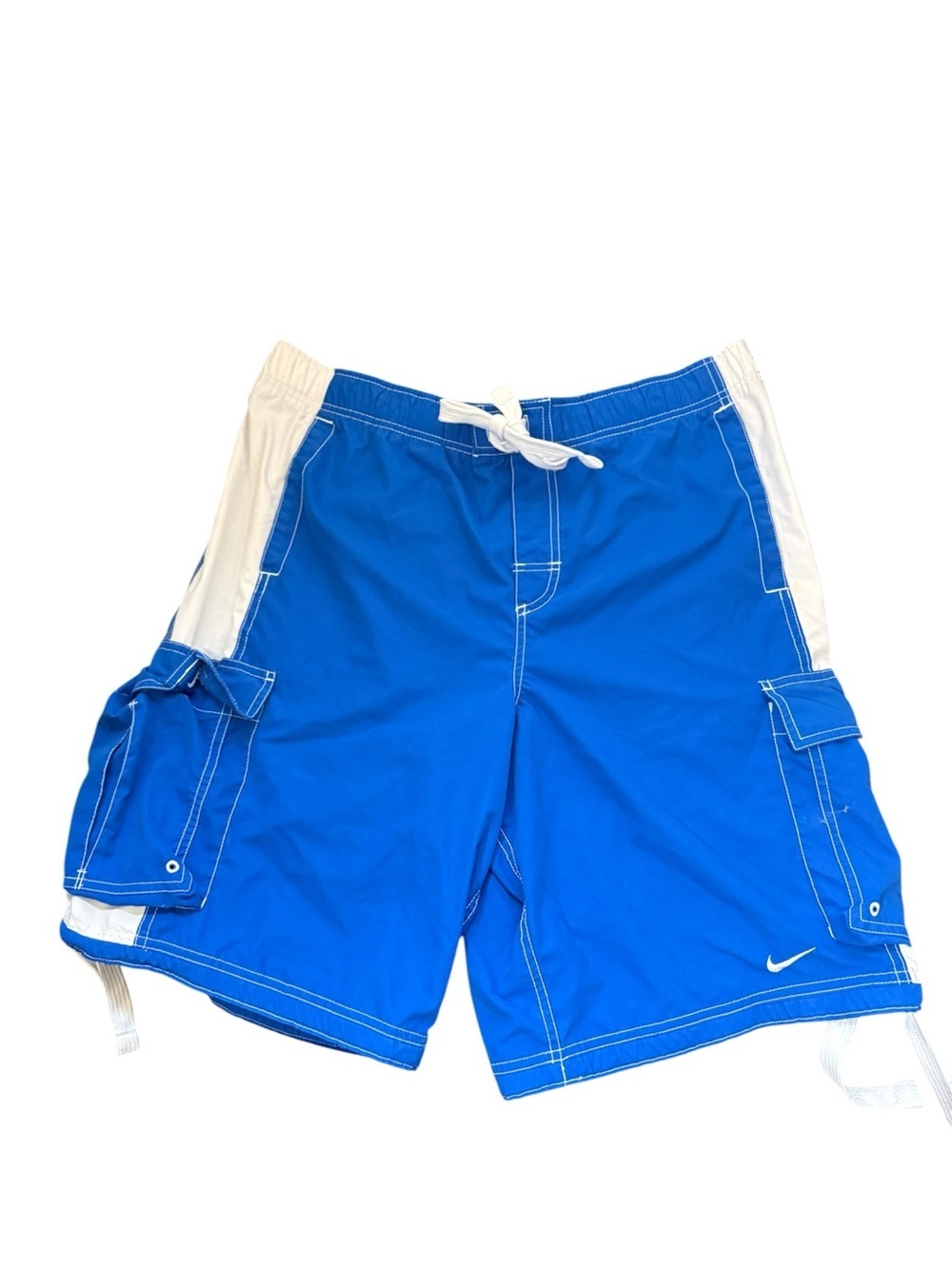 Nike Royal Blue Swim Cargo Shorts with White Accents